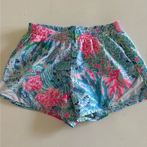 Lilly Pulitzer Pink and Blue Athletic Shorts Vibrant Design